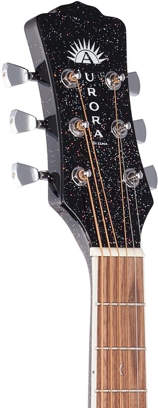 open zoom image for Luna Aurora Borealis 3/4-Size Acoustic Guitar, Black, Headstock Left Front