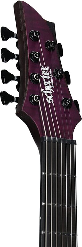 open zoom image for Schecter John Browne Tao-7 Electric Guitar, 7-String, Transparent Purple, Open Box (Very Good), Headstock Left Front