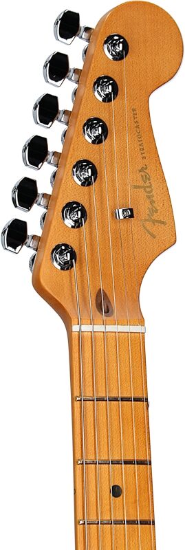 open zoom image for Fender American Ultra II Stratocaster Electric Guitar, Maple Fretboard (with Case), Avalanche, Headstock Left Front