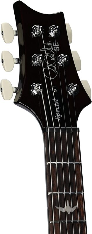 open zoom image for PRS Paul Reed Smith SE Special V2 Semi-Hollowbody Electric Guitar (with Gig Bag), Orange Tiger Smokeburst, Headstock Left Front