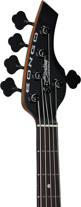 open zoom image for Sterling by Music Man Bongo 5 Electric Bass, 5-String, Stealth Black, Rosewood Fretboard, Open Box (Very Good), Headstock Left Front