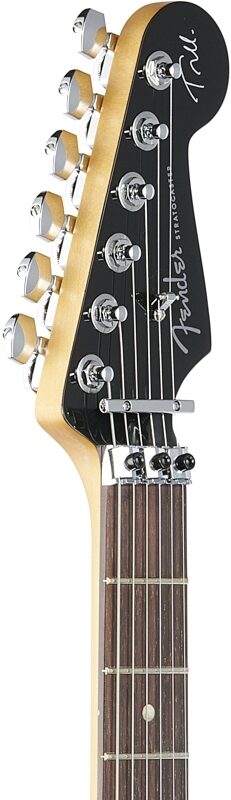 open zoom image for Fender Tom Morello Stratocaster Electric Guitar, Rosewood Fingerboard (with Case), Black with Chrome Pickguard, Headstock Left Front