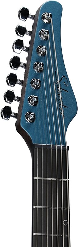 open zoom image for Schecter Aaron Marshall AM-7 Electric Guitar, 7-String, Left-Handed, Cobalt Slate, Headstock Left Front