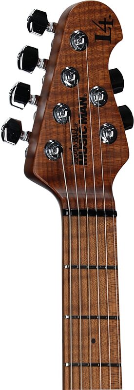 open zoom image for Ernie Ball Music Man Luke 4 HH Electric Guitar, Roasted Maple Fingerboard (with Case), Fireball, Roasted maple fingerboard, Headstock Left Front