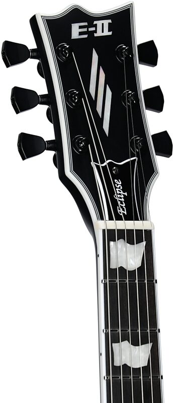 open zoom image for ESP E-II Eclipse Electric Guitar (with Case), Black Satin, Headstock Left Front
