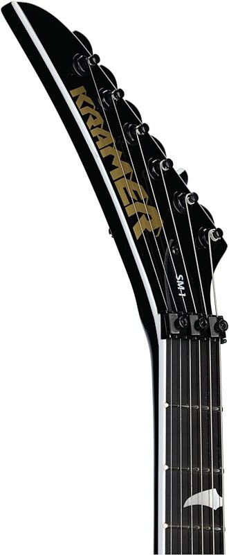 open zoom image for Kramer SM-1 Figured Left-Handed Electric Guitar, Black Denim Perimeter, Headstock Left Front