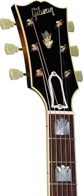 open zoom image for Gibson Custom Shop 1957 SJ-200 Jumbo Reissue Acoustic Guitar (with Case), Vintage Sunburst, Headstock Left Front