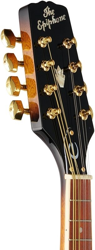 open zoom image for Epiphone MM-30S A-Style Mandolin, Antique Sunburst, Headstock Left Front