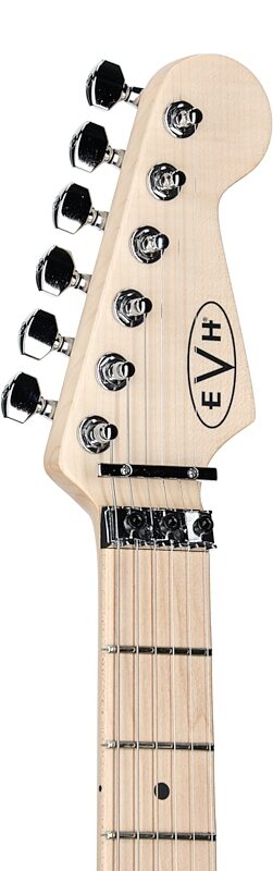 open zoom image for EVH Eddie Van Halen Striped Series Electric Guitar, Satin Crop Circles (Black and White), Headstock Left Front