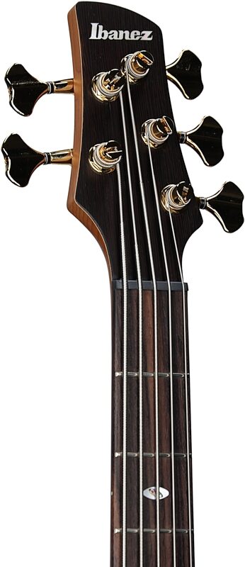 open zoom image for Ibanez SR3505 Prestige Electric Bass, 5-String (with Case), Black, Headstock Left Front