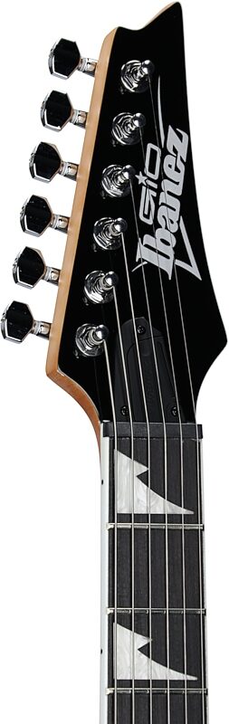 open zoom image for Ibanez GRG220PA1 Gio Electric Guitar, Black Burl, Headstock Left Front
