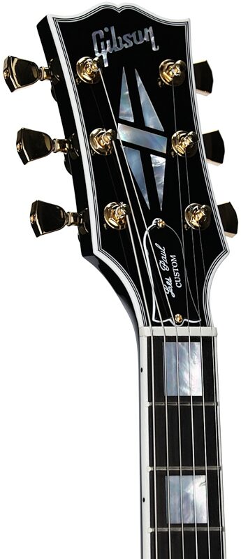 open zoom image for Gibson Les Paul Custom 70s Electric Guitar (with Case), Ebony, Headstock Left Front