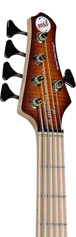 open zoom image for MTD Kingston Saratoga Deluxe 5 Electric Bass, 5-String (with Maple Fingerboard), Deep Cherry Burst, Headstock Left Front