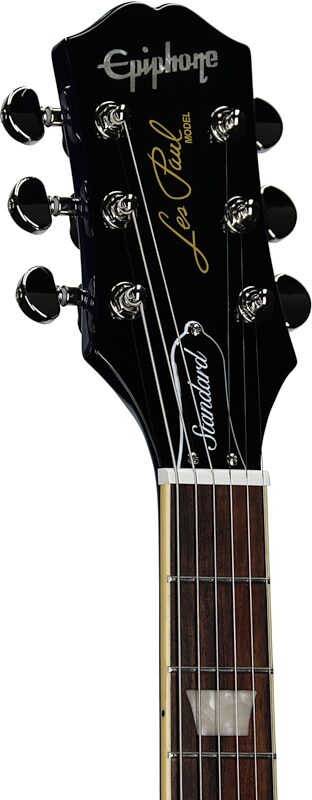 open zoom image for Epiphone Inspired by Gibson Les Paul Standard '60s Electric Guitar (with Gig Bag), Blueberry Burst, Headstock Left Front