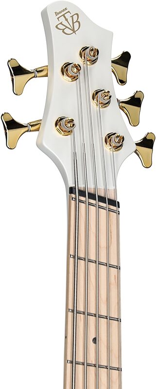 open zoom image for Ibanez BTB605MLM Multi-Scale Bass Guitar, 5-String, Pearl White Matte, Headstock Left Front