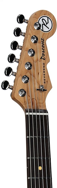 open zoom image for Reverend Descent W Baritone Electric Guitar, Baked Orange, Headstock Left Front