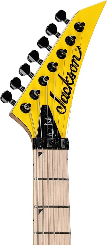 open zoom image for Jackson Dave Davidson Warrior WR7 Electric Guitar, 7-String (with Gig Bag), Ferrari Yellow, Headstock Left Front
