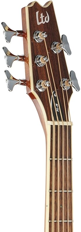 open zoom image for ESP LTD TL5 Thinline Acoustic-Electric Bass, Natural, Headstock Left Front