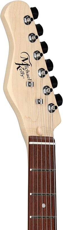 open zoom image for Michael Kelly 59 Thinline Electric Guitar, Left Handed, Natural, Spalted Maple Top, Headstock Left Front