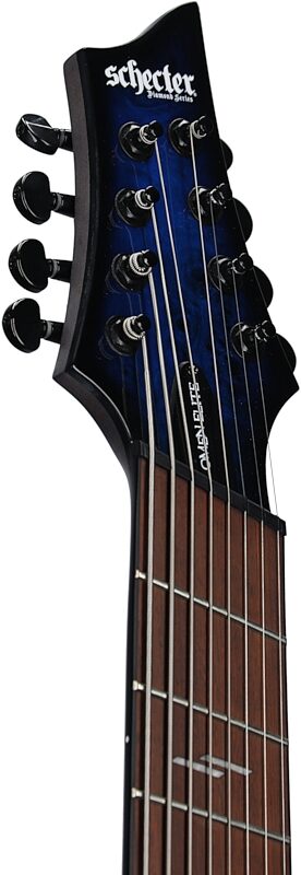 open zoom image for Schecter Omen Elite-8 Multiscale Electric Guitar, 8-String, Blue Burst, Headstock Left Front
