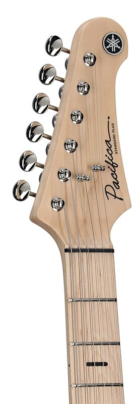 open zoom image for Yamaha PACSPL11SM Pacifica Standard Plus Electric Guitar, with Maple Fingerboard (and Gig Bag), Black, Headstock Left Front