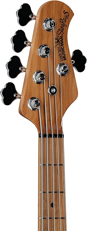 open zoom image for Ernie Ball Music Man StingRay 5 Special Electric Bass, 5-String (with Case), Black, Maple Fretboard, Open Box (Very Good), Headstock Left Front