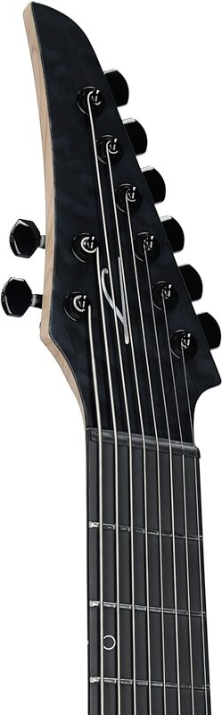 open zoom image for Legator N8FSS Ninja 8 Multi-Scale Guitar, 8-String, Black Quilted Maple, Headstock Left Front