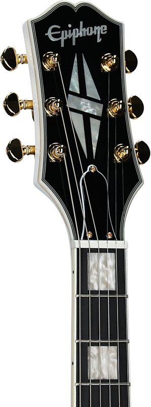open zoom image for Epiphone Inspired by Gibson SG Custom Electric Guitar (with Gig Bag), Alpine White, Headstock Left Front