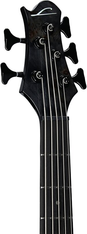 open zoom image for Legator HB5SS Helio 5 Super Shred Bass Guitar, Black, Headstock Left Front