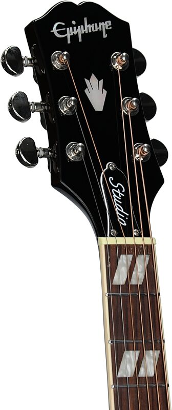 open zoom image for Epiphone Hummingbird Studio Acoustic-Electric Guitar, Left-Handed (with Gig Bag), Antique Natural, Headstock Left Front