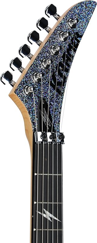 open zoom image for Kramer Lzzy Hale Voyager Electric Guitar (with Case), Black Diamond Holographic Sparkle, Headstock Left Front
