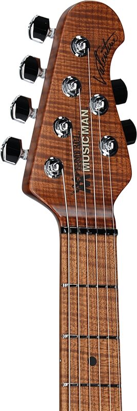 open zoom image for Ernie Ball Music Man Valentine Electric Guitar, Buttermilk, Roasted Figured Maple Fretboard, Headstock Left Front