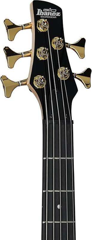 open zoom image for Ibanez GSR205PC Gio Electric Bass, 5-String, Transparent Pale Black Burst, Headstock Left Front