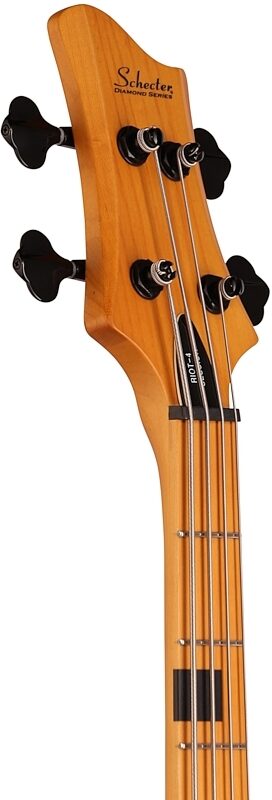 open zoom image for Schecter Session Riot 4 Electric Bass, Aged Natural Satin, Headstock Left Front