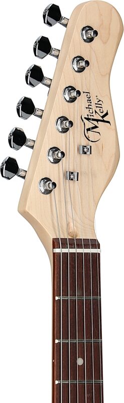open zoom image for Michael Kelly 59 Thinline Electric Guitar, Natural Top, Flame Maple, Headstock Left Front