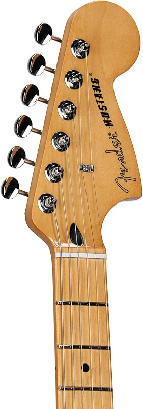 open zoom image for Fender Player II Mustang Electric Guitar, with Maple Fingerboard, Hialeah Yellow, Headstock Left Front