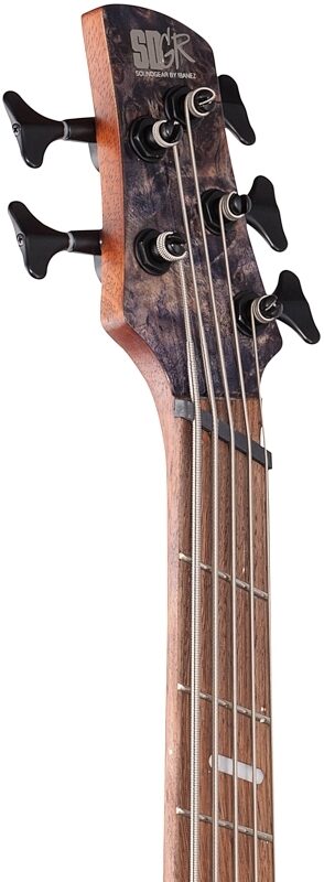 open zoom image for Ibanez SRMS805 Bass Workshop Multi-Scale Electric Bass, 5-String, Deep Twilight, Headstock Left Front
