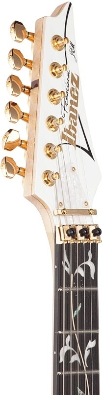 open zoom image for Ibanez JEM7VP Steve Vai Signature Electric Guitar (with Gig Bag), White, Headstock Left Front