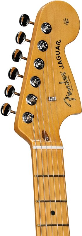 open zoom image for Fender American Professional Classic Jaguar Electric Guitar, Maple Fingerboard (with Gig Bag), Lake Placid Blue, Headstock Left Front