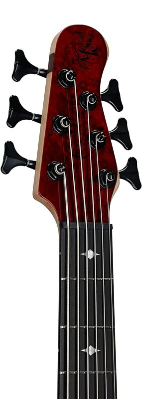 open zoom image for Michael Kelly Pinnacle 6 Electric Bass, 6-String, Cherry Burl, Headstock Left Front