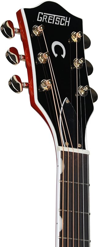 open zoom image for Gretsch G5022CE Rancher Jumbo Cutaway Acoustic-Electric Guitar, Orange, Headstock Left Front