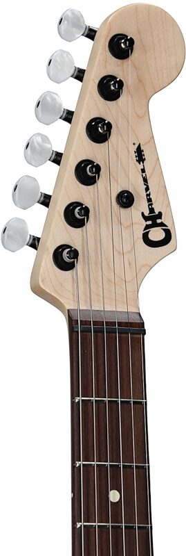 open zoom image for Charvel Jake E Lee Signature Pro-Mod So-Cal Electric Guitar, Blue Burst, Headstock Left Front