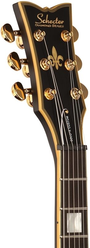 open zoom image for Schecter Solo II Custom Electric Guitar, Aged Black Satin, Gold Hardware, Headstock Left Front