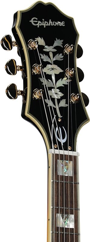 open zoom image for Epiphone Broadway Archtop Hollowbody Electric Guitar (with Gig Bag), Vintage Sunburst, Headstock Left Front