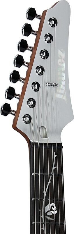 open zoom image for Ibanez TOD70 Tim Henson 7-String Electric Guitar (with Gig Bag), Classic Silver, Open Box (Good), Headstock Left Front
