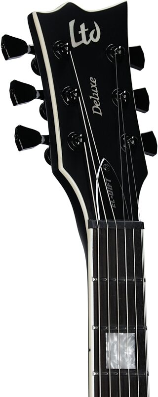 open zoom image for ESP LTD Deluxe EC-01FT Electric Guitar, Charcoal Burst Satin Teardrop, Headstock Left Front