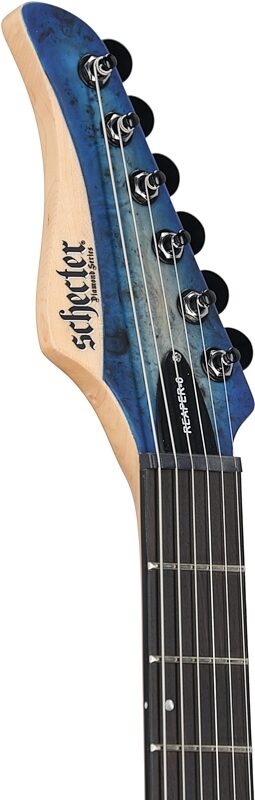 open zoom image for Schecter Reaper 6 Electric Guitar, Sky Burst, Headstock Left Front