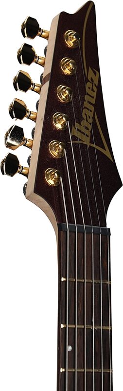 open zoom image for Ibanez SML721 Multi-scale Electric Guitar, Rose Gold Chameleon, Headstock Left Front