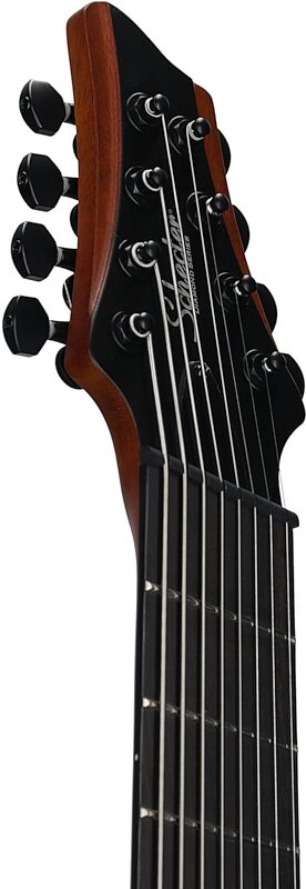 open zoom image for Schecter Rob Scallon C-8 Multi-Scale Electric Guitar, 8-String, Satin Dark Roast, Headstock Left Front