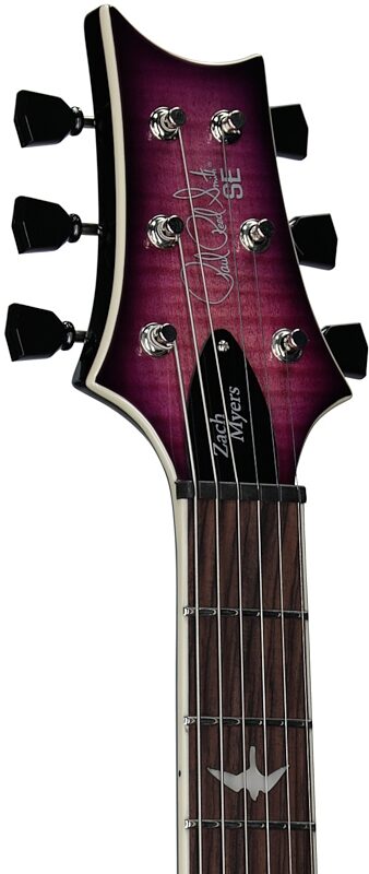 open zoom image for PRS Paul Reed Smith SE Zach Myers 594 Electric Guitar, Myers Purple Burst, Headstock Left Front
